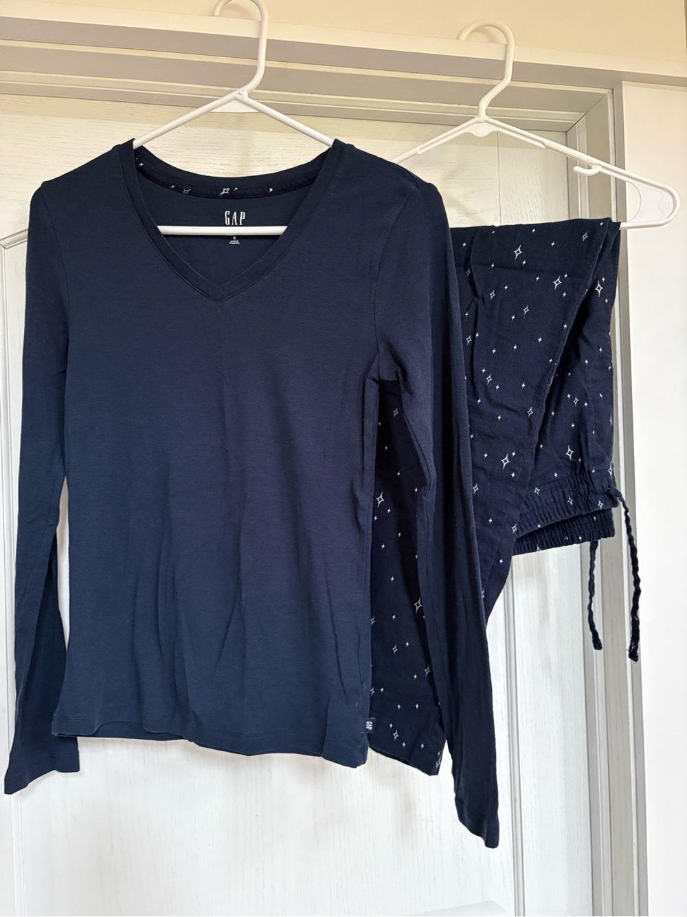 GAP Navy Star-Trim Pajama Top and Pants Set